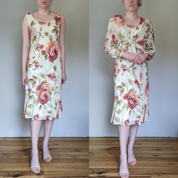 Vintage Rose Dress with Shawl - Picture 7 of 9